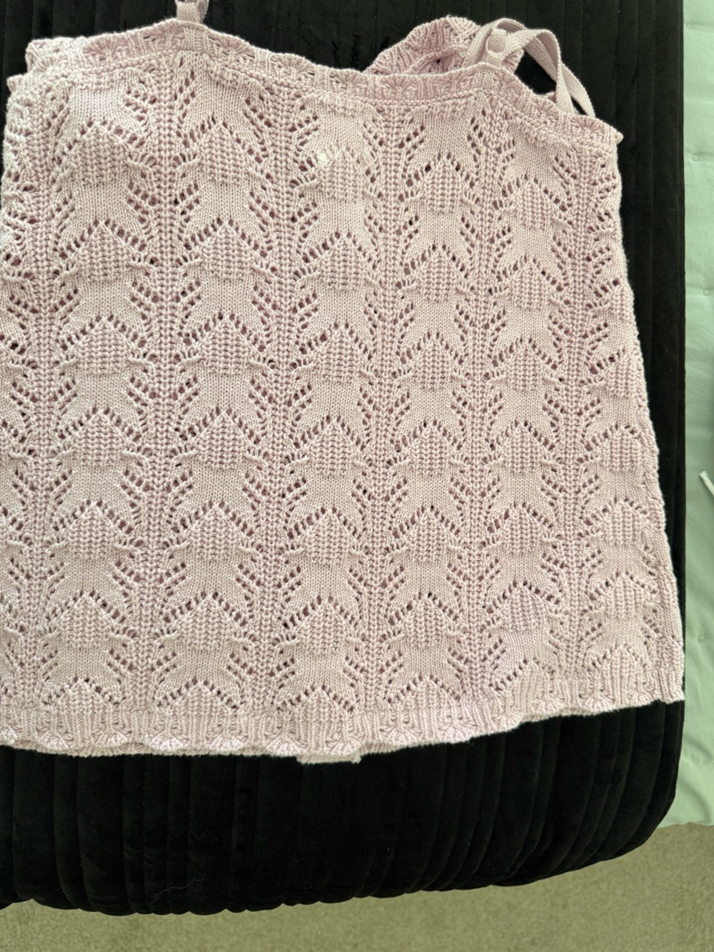 Arie Light Pink Knit Lace-Pattern Women's cami shirt